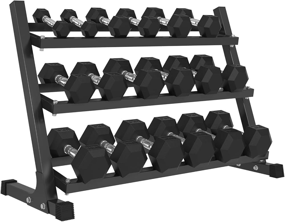 Mikolo Dumbbell Sets with Rack, Rubber Hex Dumbbells, Multiple Choices in 160/200/380/450/550LB, ... | Amazon (US)