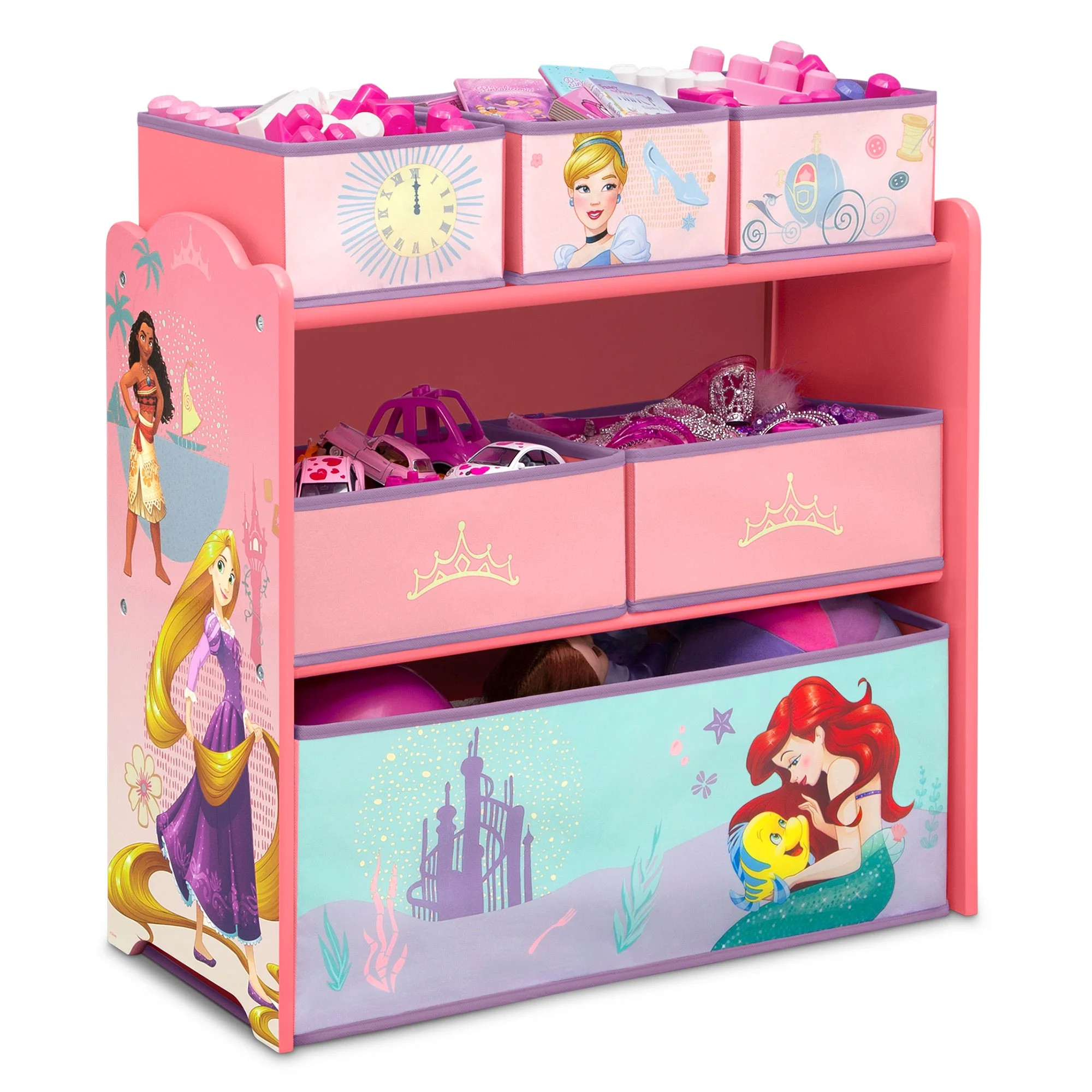 Disney Princess 6 Bin Design and Store Toy Organizer by Delta Children - Walmart.com | Walmart (US)
