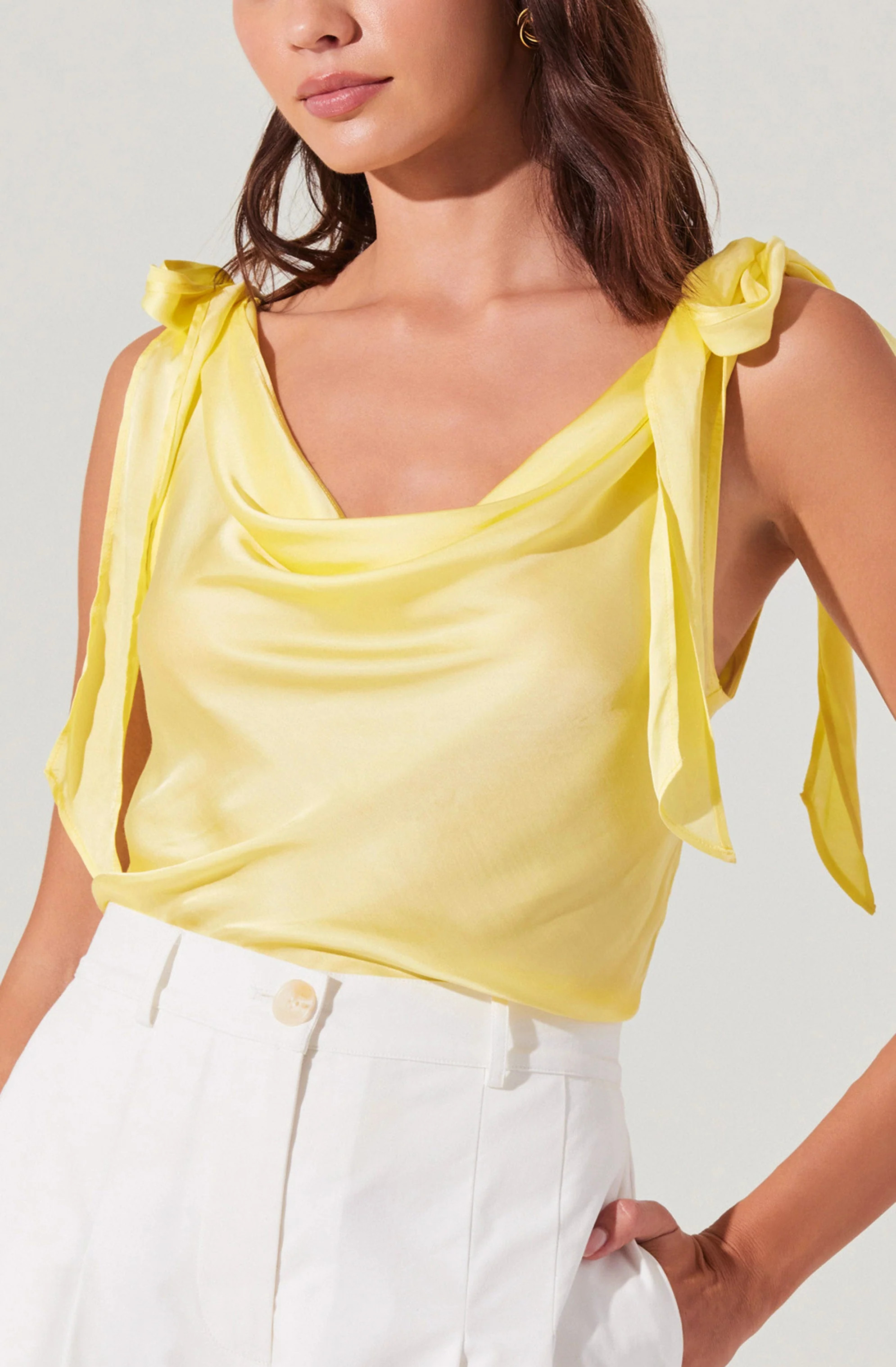 Allexina Satin Cowl Neck Top | ASTR The Label (US)