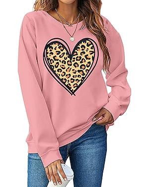 LHBNK Valentines Day Sweatshirt for Women Funny Love Heart Shirts Casual Valentine Pullover Long ... | Amazon (US)