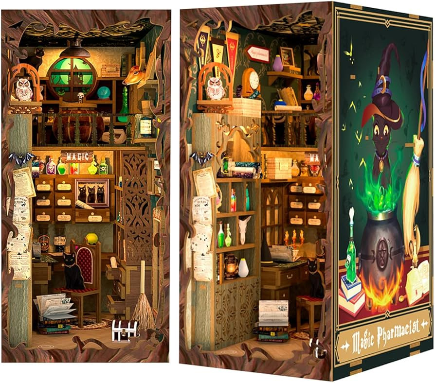 Fsolis Book Nook Kit, DIY Miniature House Kit 3D Wooden Puzzle Craft Kit for Adults Decorative Bo... | Amazon (US)