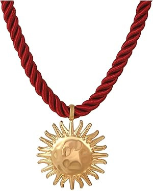 Bohemian Gold Necklace with Sun Pendant Women Boho Gold Chunky Beach Necklace Summer Jewelry for ... | Amazon (US)