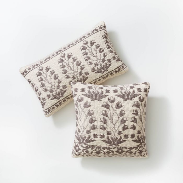 Woven Jacquard Floral Pillow Blue/Cream - Threshold™ designed with Studio McGee | Target