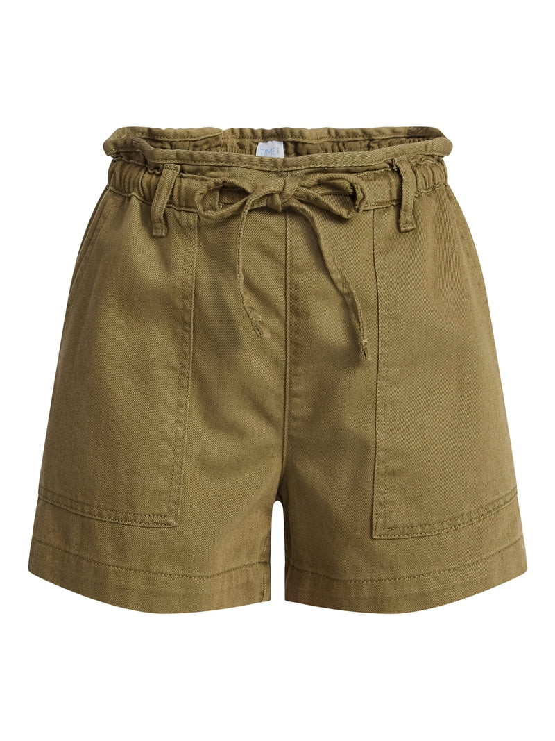 Time and Tru Women's Drapey Twill Utility Shorts, 4" Inseam, Sizes XS-XXXL | Walmart (US)