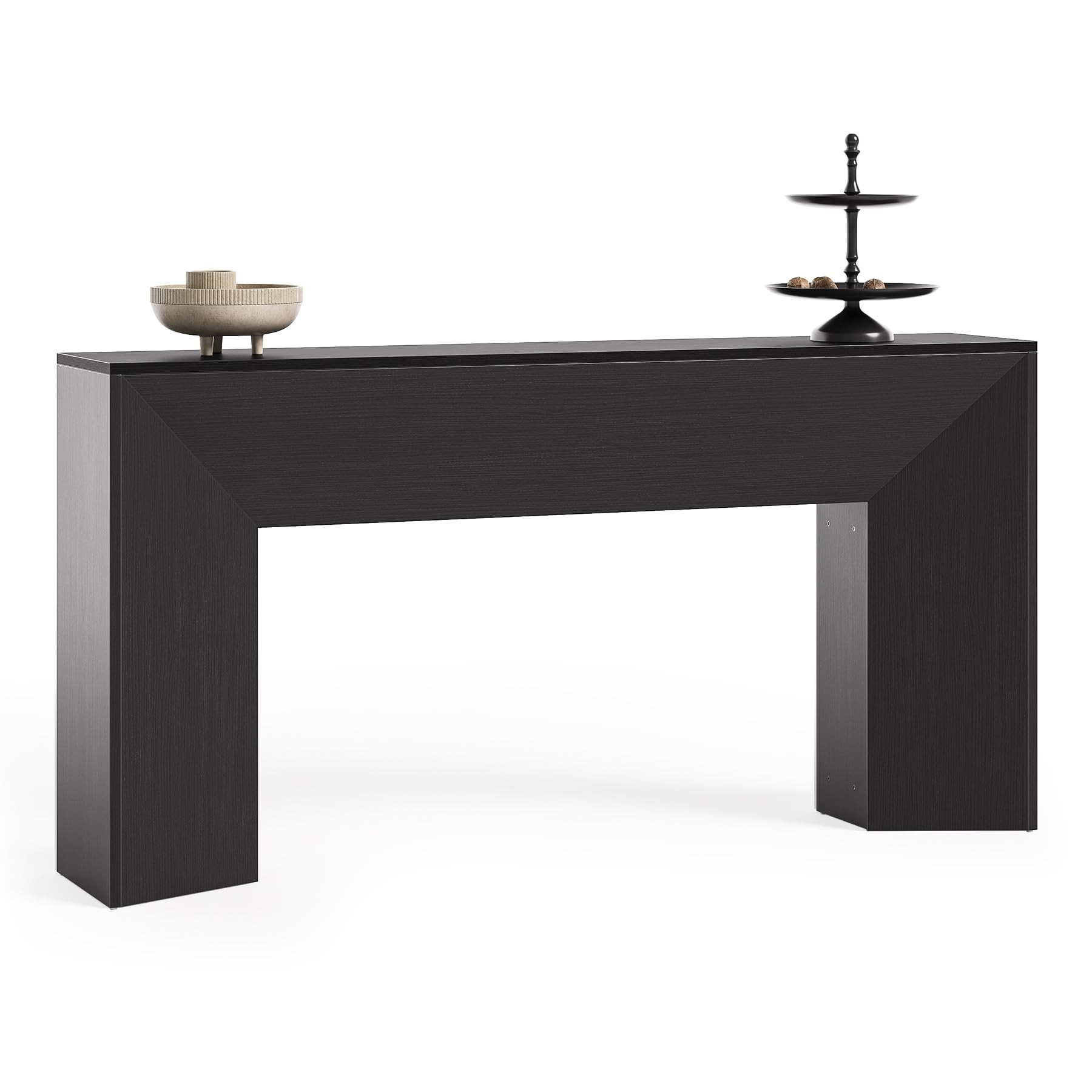 LITTLE TREE Console Table for Entryway, 63 Inches Extra Long Black Wooden Sofa Table for Living R... | Amazon (US)