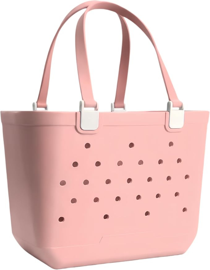 Large Rubber Beach Bag, Waterproof Rubber Tote Bag for Women,Vacation Essentials Beach Tote for S... | Amazon (US)