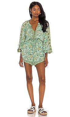 Spell Folk Song Romper in Sage from Revolve.com | Revolve Clothing (Global)