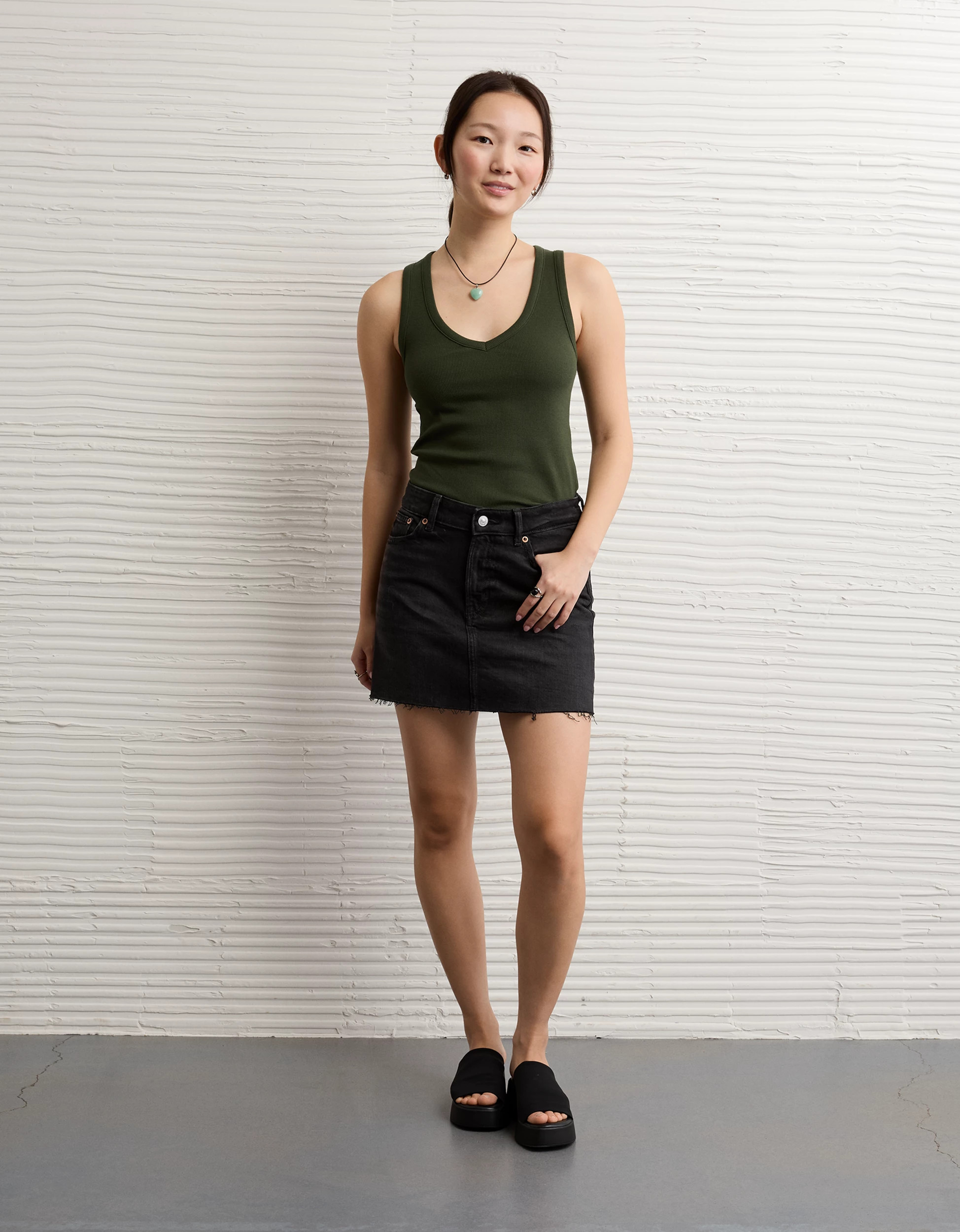 AE Stretch High-Waisted Perfect Mini Skirt | American Eagle Outfitters (US & CA)