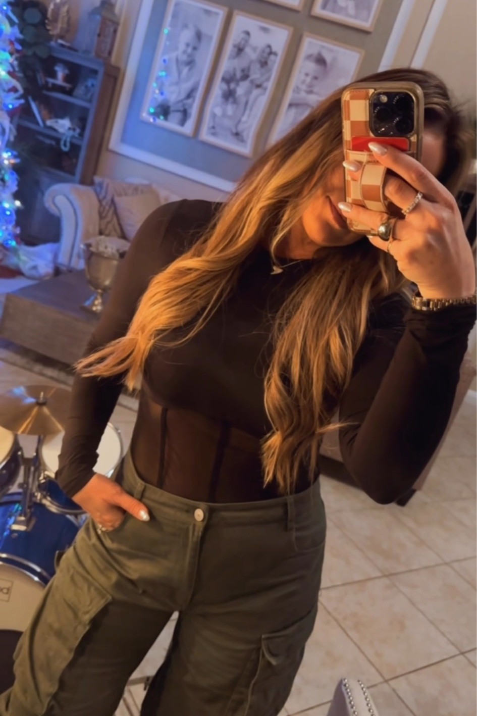 Fun black long sleeve bodysuit for a night out! 