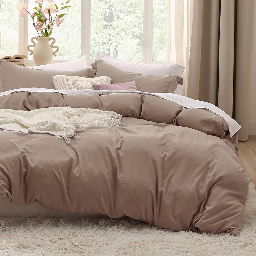 Bedsure Khaki Duvet Cover King Size - 3 Pieces Prewashed Extra Soft Bedding Set, Includes 1 Duvet... | Amazon (US)