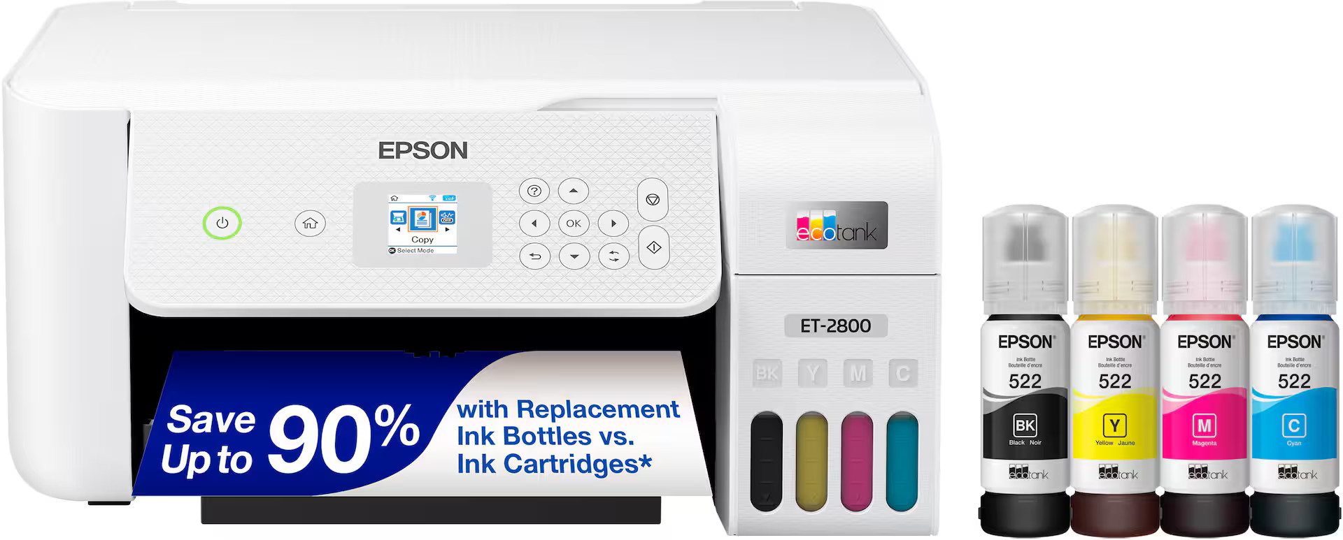 Epson EcoTank ET-2800 Wireless Color All-in-One Inkjet Cartridge-Free Supertank Printer White C11... | Best Buy U.S.