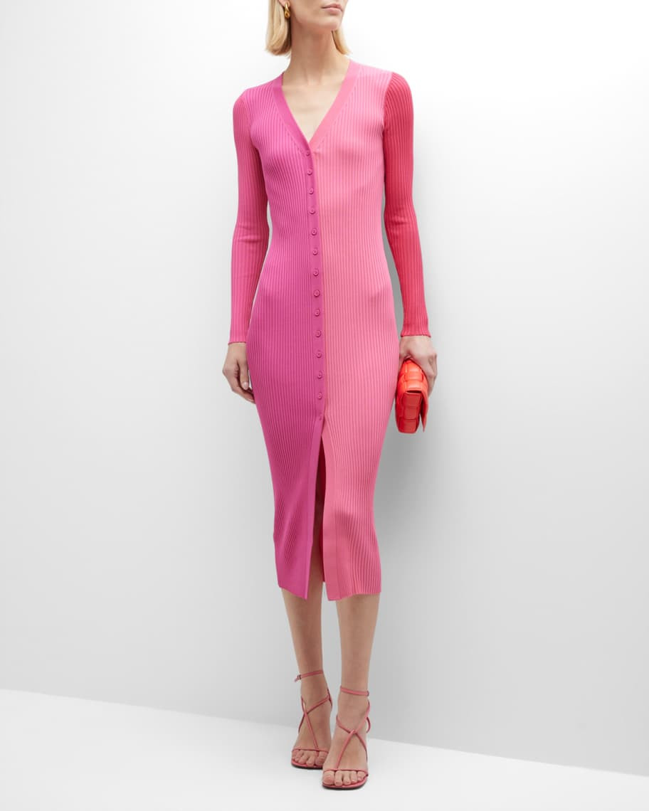 Staud Shoko Ribbed Colorblock Sweater Dress | Neiman Marcus