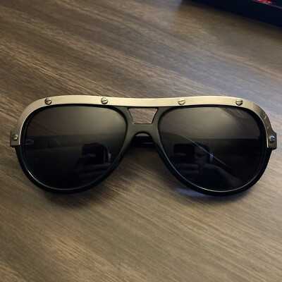 LANVIN Aviator Large Sunglasses $385 Black Silver LV 2147 C 01-140 | eBay US