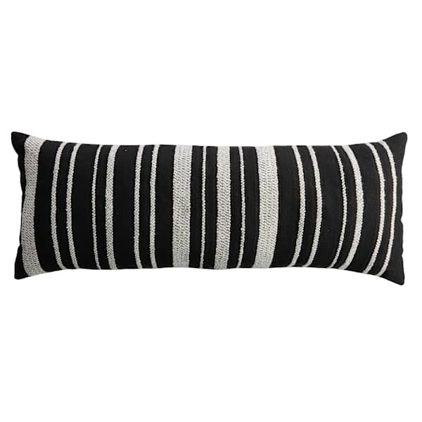 Black & White Stripe Woven Oversized Lumbar Outdoor Throw Pillow, 14x36 | At Home