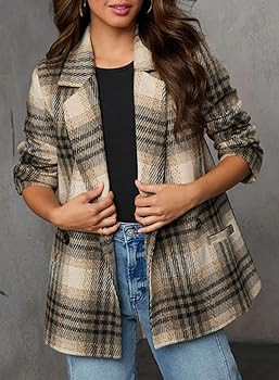 Happy Sailed Women’s Plaid Blazer Classic Lapel Collar Double Breasted Open Front Blazers Jacke... | Amazon (US)