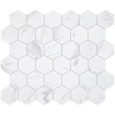 Satori Regent Carrara 12-in x 12-in Matte Porcelain Hexagon Marble Look Floor and Wall Tile Lowes... | Lowe's