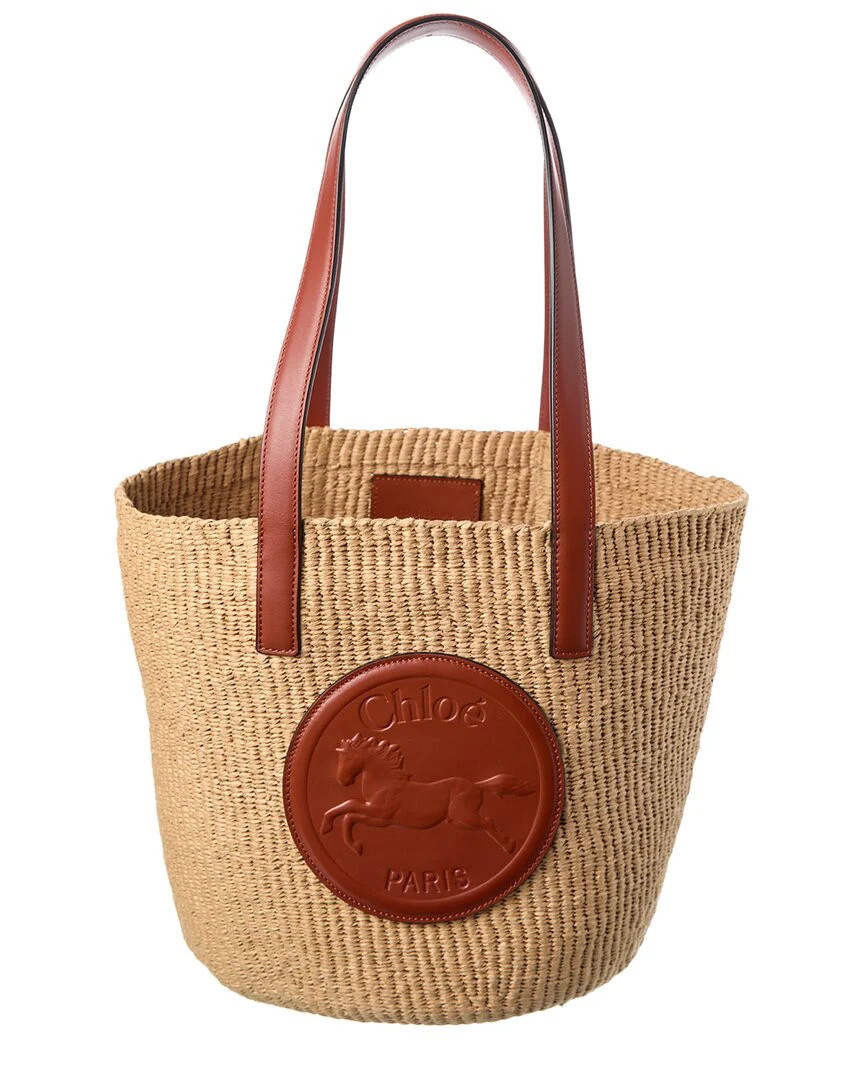 Chloé Horse Medal Large Paper & Leather Basket Tote | Shop Simon