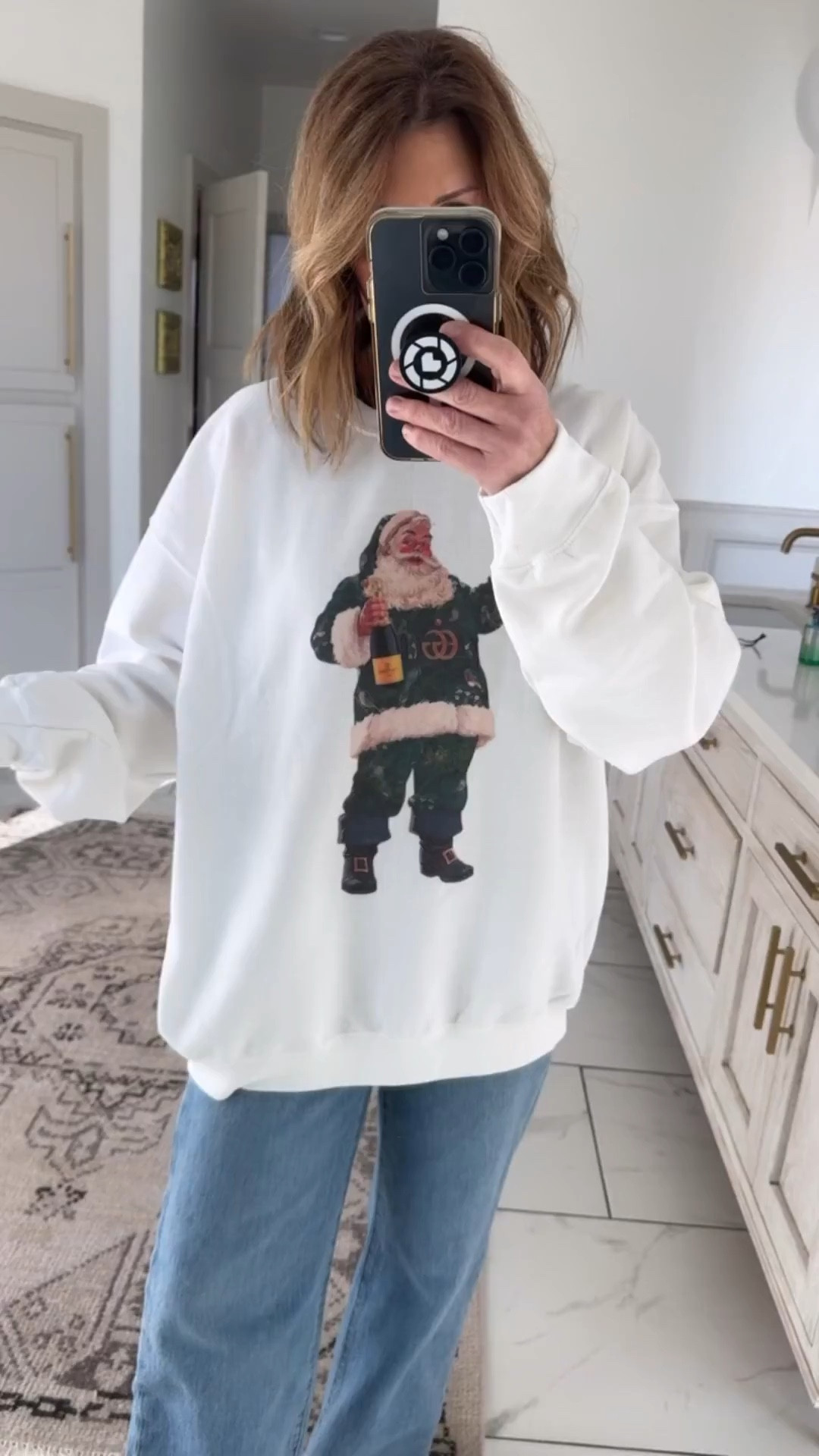 Wearing an xl for an oversized fit in the Santa sweatshirt 

#LTKGiftGuide #LTKHoliday #LTKSeasonal