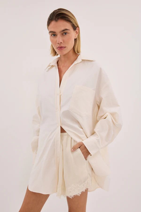RHEA 2.0 CREAM OVERSIZED COTTON SHIRT | DISSH