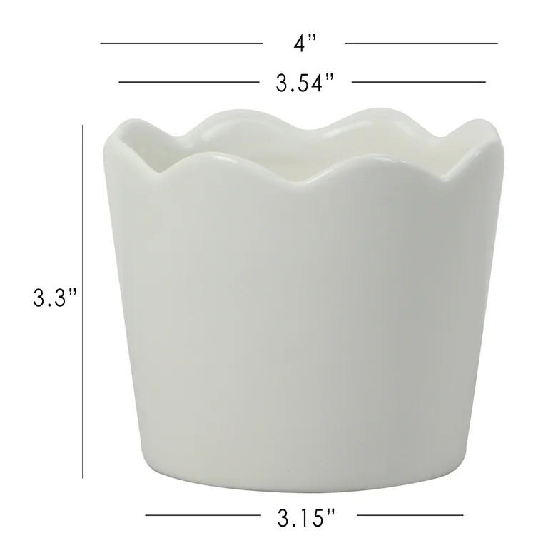 Mainstays 4in Scallop White Ceramic Round Planter | Walmart (US)