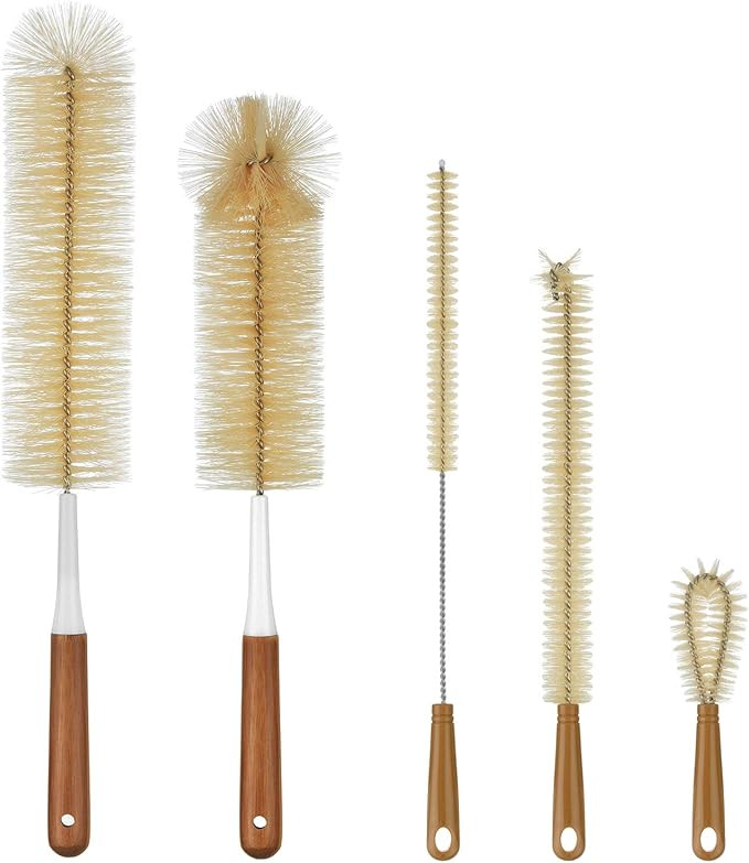 ALINK 5-Pack Bottle Brush Cleaner - Extra Long Bamboo Handle Water Bottle Straw Cleaning Brush fo... | Amazon (US)