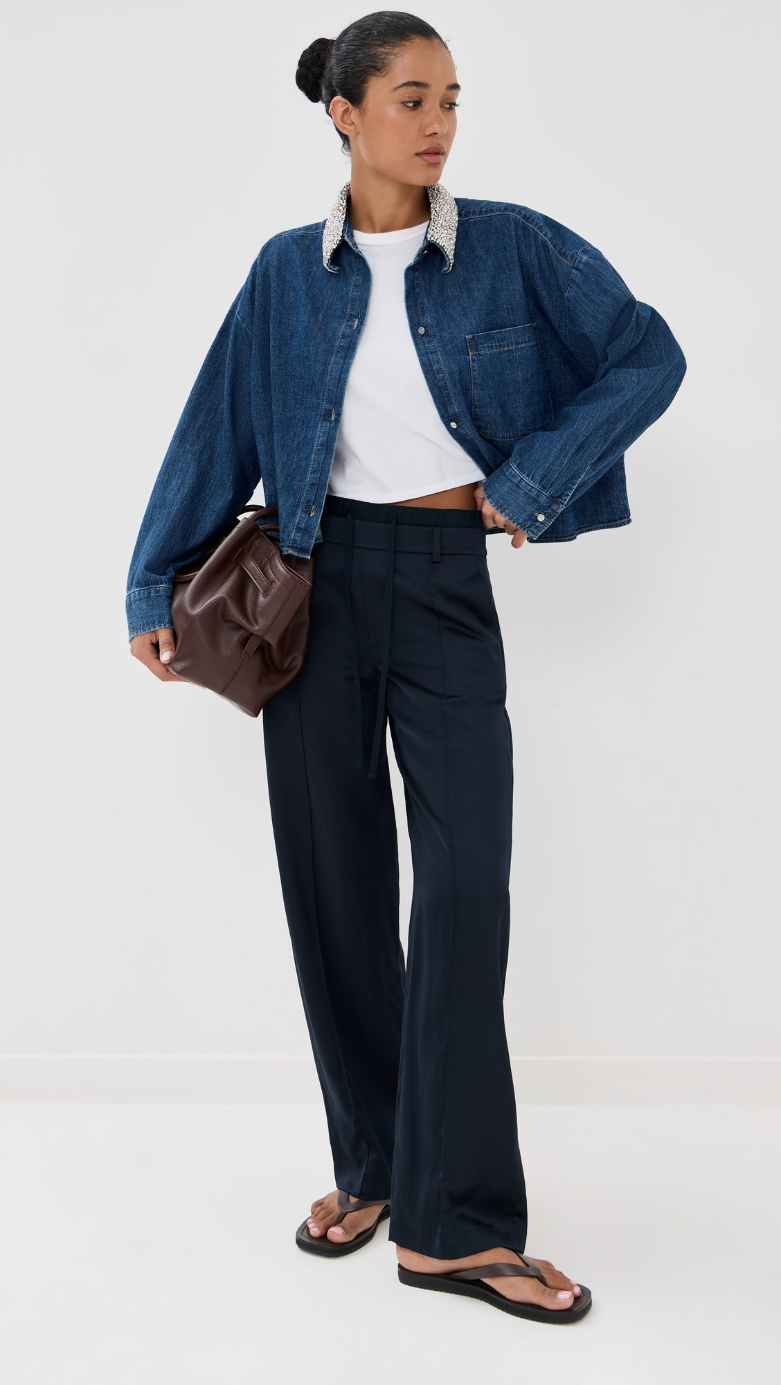 My Ex's Denim Jacket with Crystal Collar | Shopbop