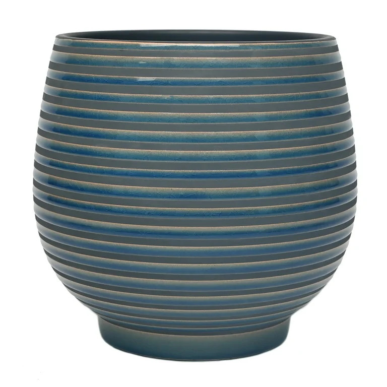 Better Homes & Gardens 10 inch Ceramic Lynlee Planter, Blue | Walmart (US)