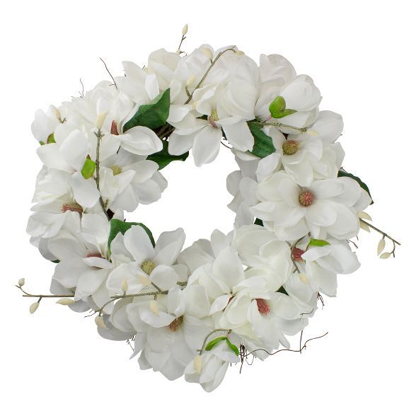 Northlight White Magnolias Artificial Spring Wreath - 24-Inch, Unlit | Target