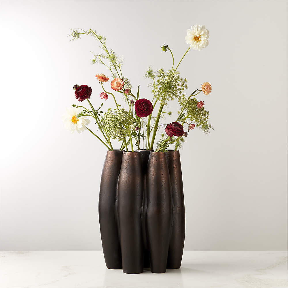 Randa Bronze Blackened Cast Aluminum Vase | CB2 | CB2