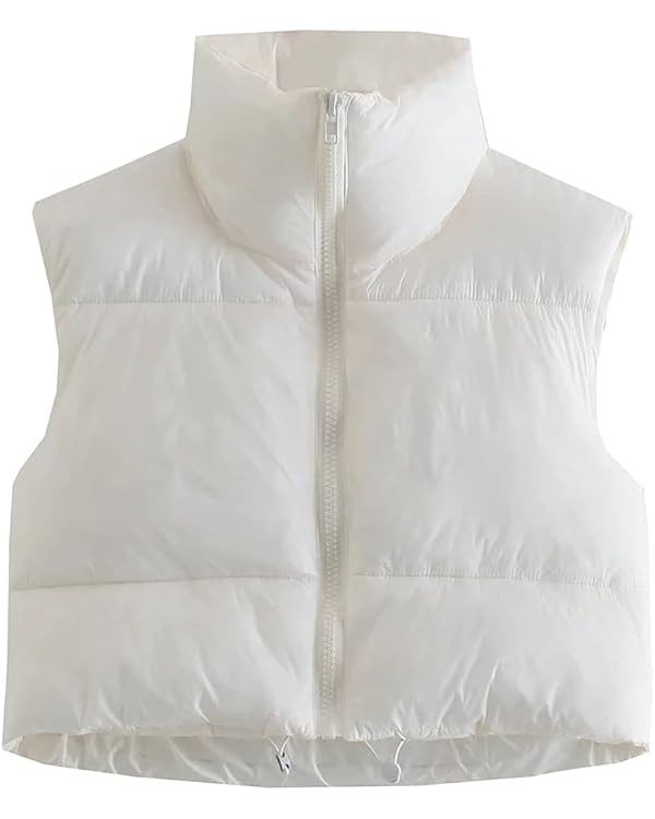 KEOMUD Women's Winter Crop Vest Lightweight Sleeveless Warm Outerwear Puffer Vest Padded Gilet | Amazon (US)