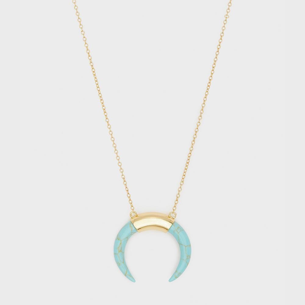 Gorjana Jewelry | Cayne Crescent Turquoise Pendant Adjustable Necklace | Gorjana