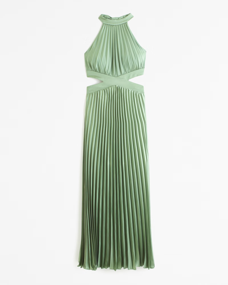 Women's The A&F Giselle High-Neck Pleated Cutout Maxi Dress | Women's Dresses & Jumpsuits | Aberc... | Abercrombie & Fitch (US)