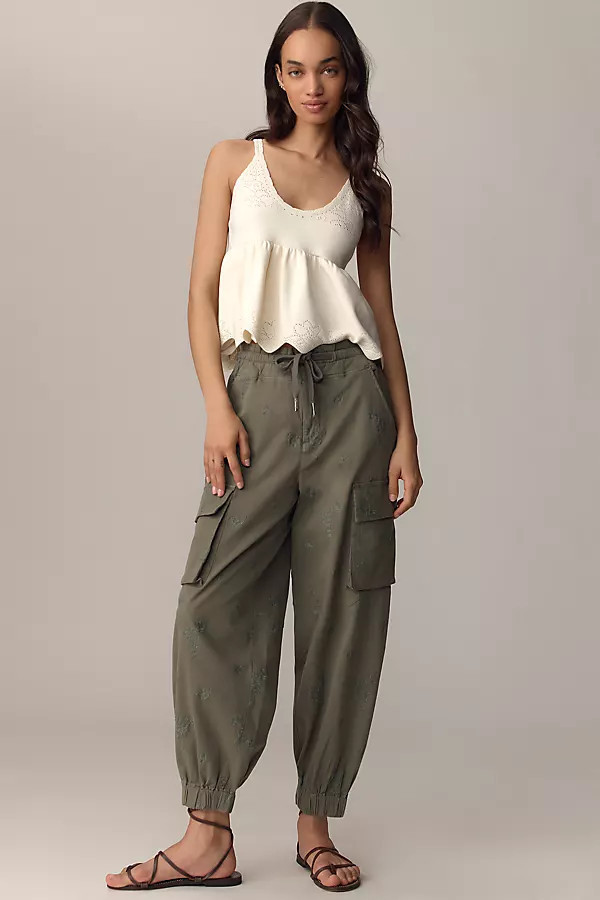 Ditsy Embroidered Drawstring Cargo Pants | Anthropologie (US)