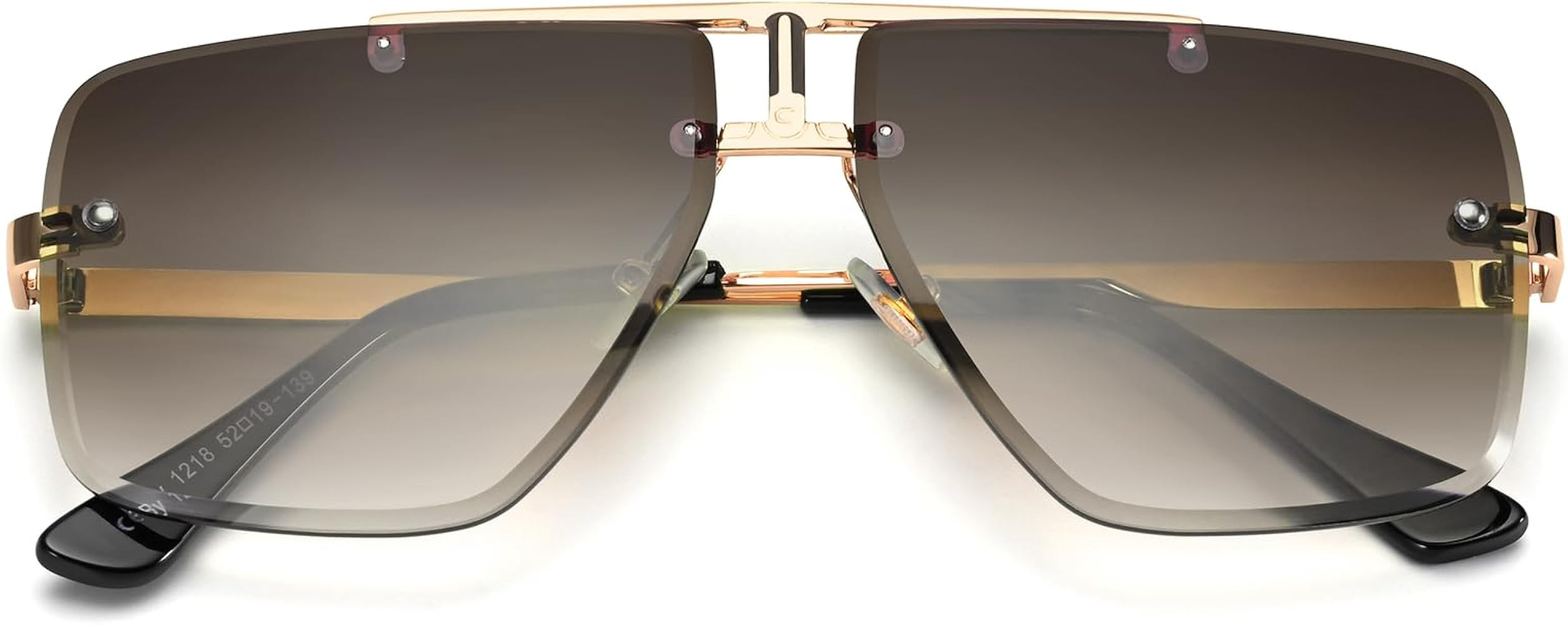 Dollger Rimless Oversized Square Sunglasses for Men Trendy Fashion Big Shades Aviator Gold Metal ... | Amazon (US)