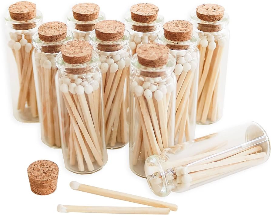 ModParty 2\u201d Safety Match Favors | Set of 10 Glass Bottles with Cork Top, Striker, & Matchsti... | Amazon (US)