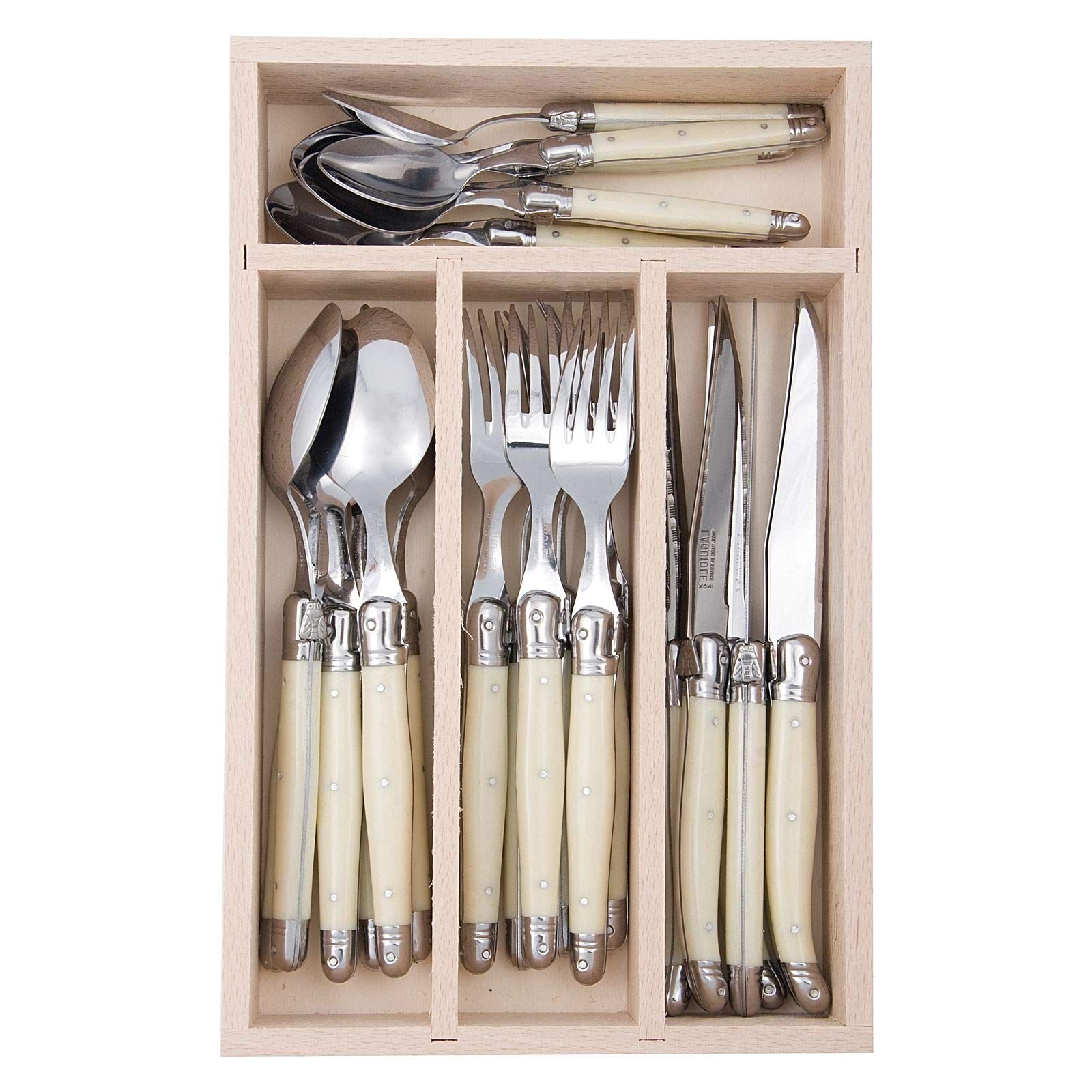 Jean Dubost 24 Piece Set Everyday Flatware Set With Handles, Laguiole, In a Tray With A Microfibe... | Amazon (US)