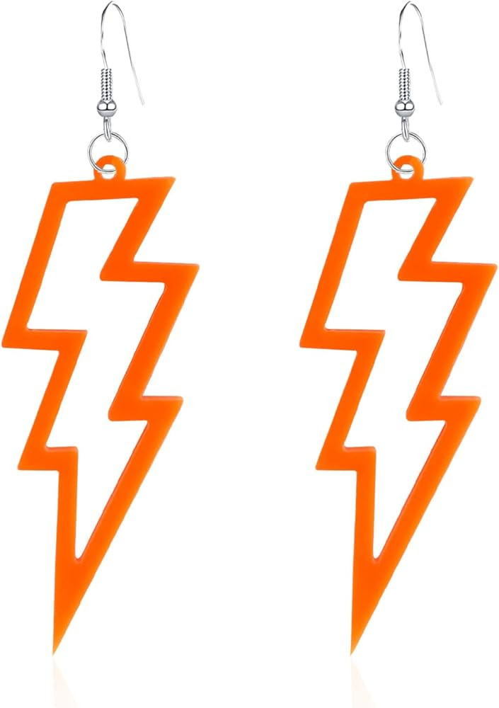 80s Neon Earrings Halloween Lightning Earrings Retro Acrylic Drop Dangle for Women 80's Party | Amazon (US)