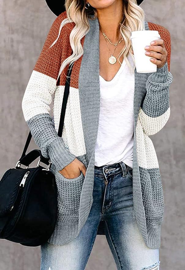 ZESICA Women's Long Sleeve Open Front Casual Lightweight Soft Knit Cardigan Sweater Outerwear | Amazon (US)