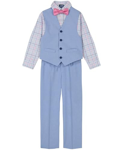 Izod Boys' 4-Piece Vest Set with Collared Dress Shirt, Tie, Vest, and Pants, Medium Blue, 12 | Amazon (US)