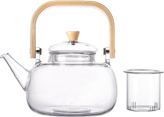 Motanber Glass Teapot, Stovetop & Microwave Safe Teapot, 34 oz(1000ml), For Blooming Flower Tea a... | Amazon (US)