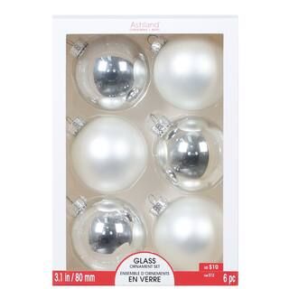 6ct. 3.1" Matte & Shiny Silver Glass Ball Ornaments by Ashland® | Michaels Stores