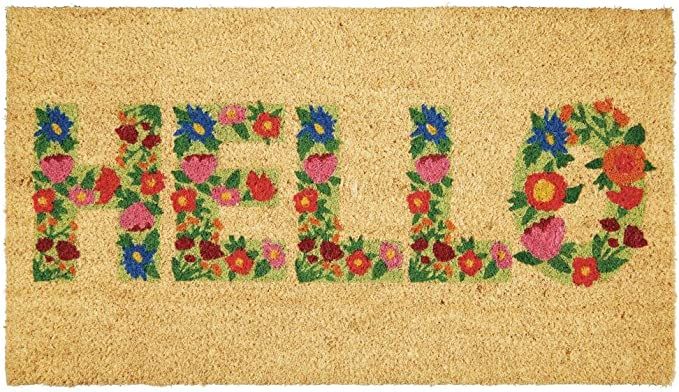 mDesign Rectangular Coir and Rubber Entryway Welcome Doormat with Natural Fibers for Indoor or Ou... | Amazon (US)