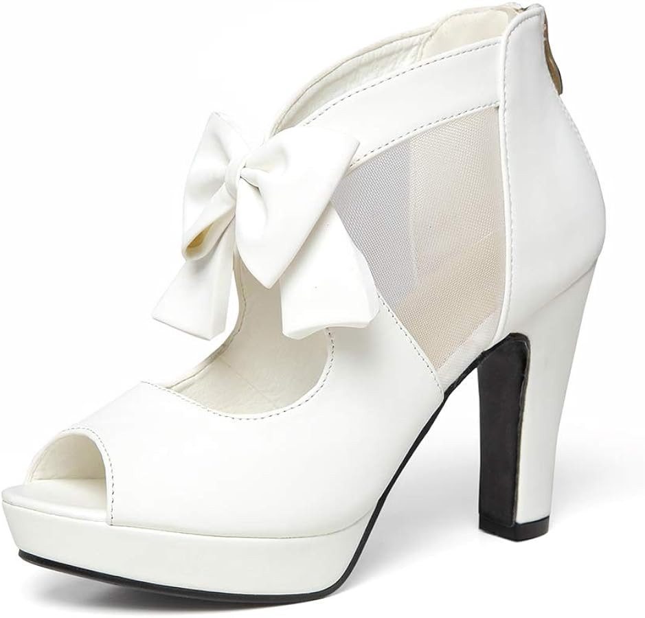 GATUXUS Open Toe Women Platform High Heel Shoes Bows Strappy Sandals | Amazon (US)