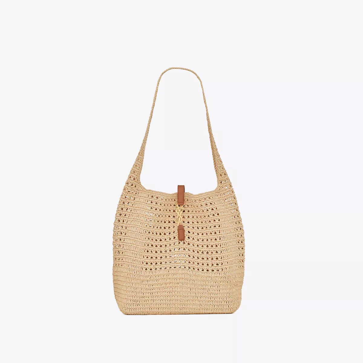 Hobo Raffia Bag In Crochet And Smooth Leather White One Size | Saint Laurent Inc. (Global)