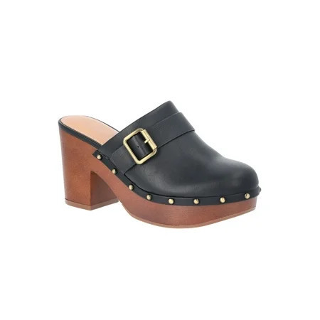 Time and Tru Women s Faux Leather Heeled Clogs | Walmart (US)