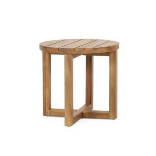 Noble House Province Teak Circular Wood Outdoor Patio Side Table 109058 - The Home Depot | The Home Depot