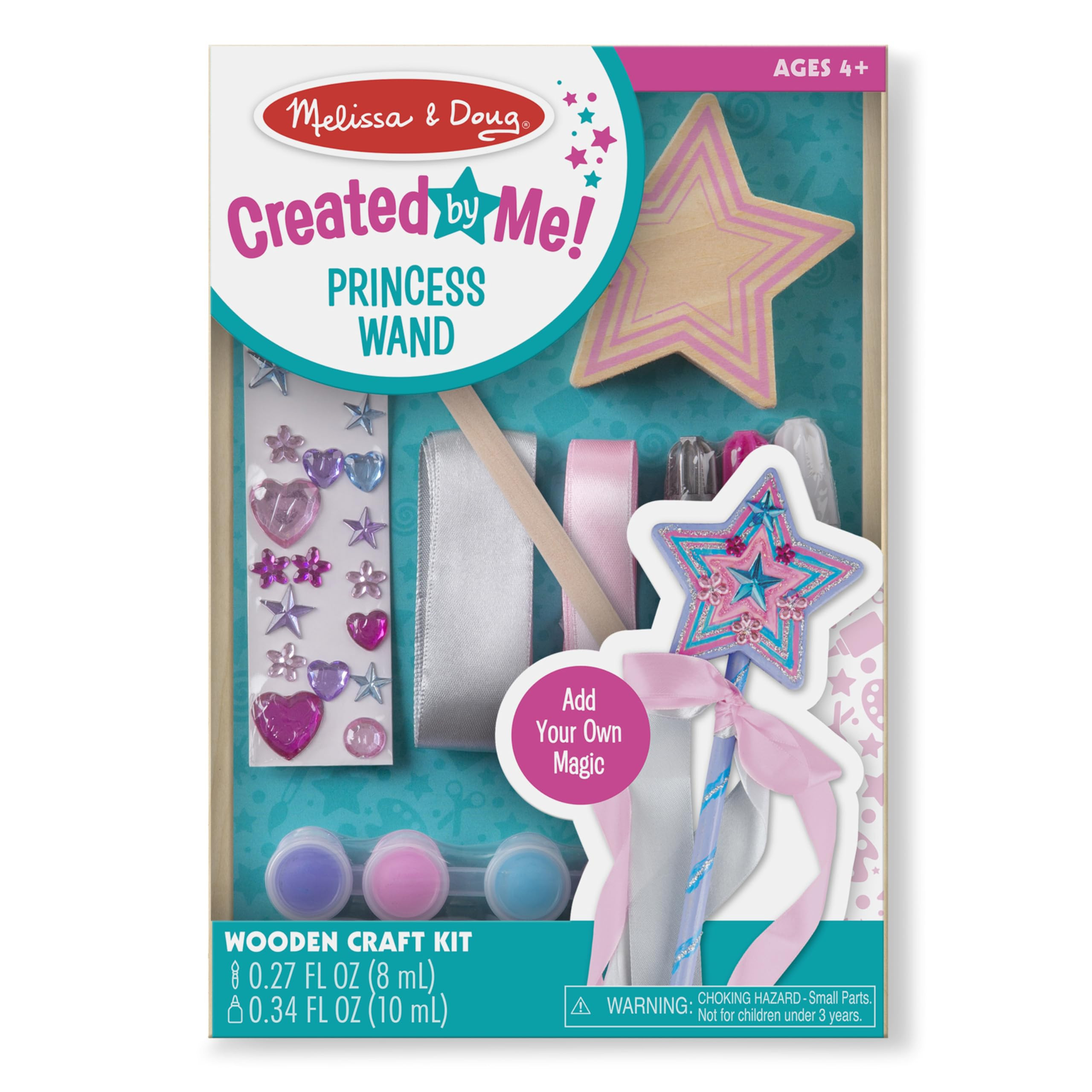 Melissa & Doug Created by Me! Paint & Decorate Your Own Wooden Princess Wand Craft Kit, Pink - Pr... | Amazon (US)