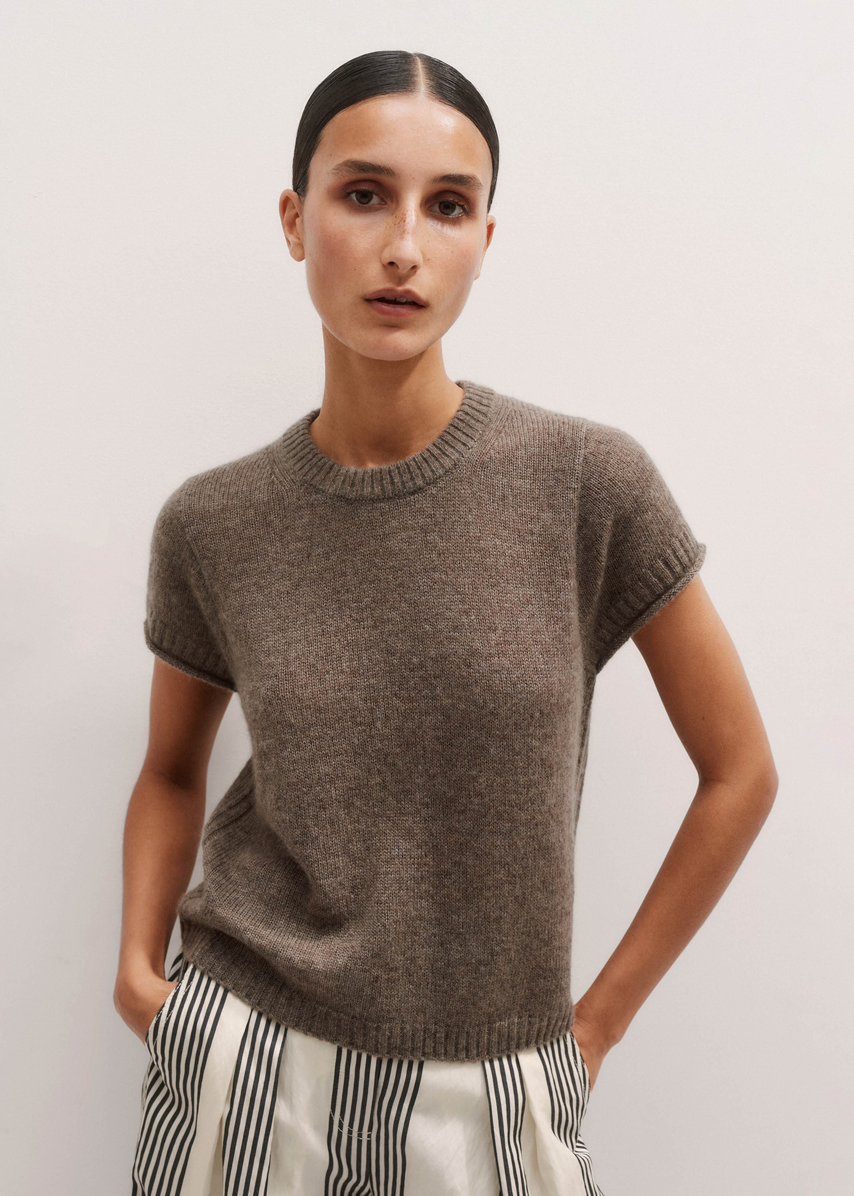 Merino Cashmere Silk Shrunken Baby Tee Responsibly Sourced Merino Wool with Cashmere + Silk | ME+EM US