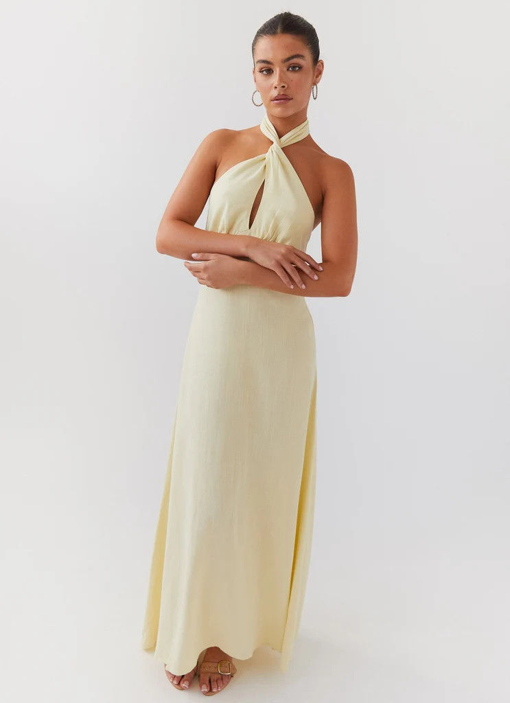 Adrienne Linen Maxi Dress - Lemon | Peppermayo (Global)
