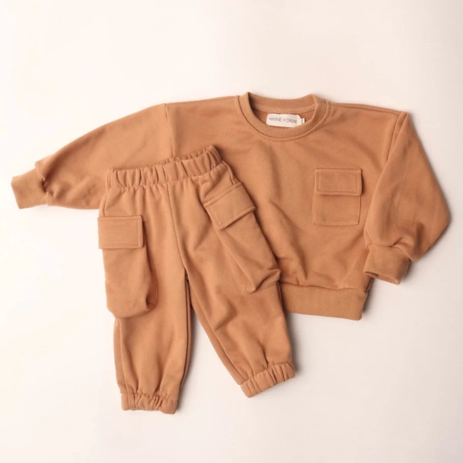 Cargo Sweatshirt Set in Camel | Winnie and Crew